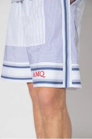 Logo Embroidered Striped Shorts