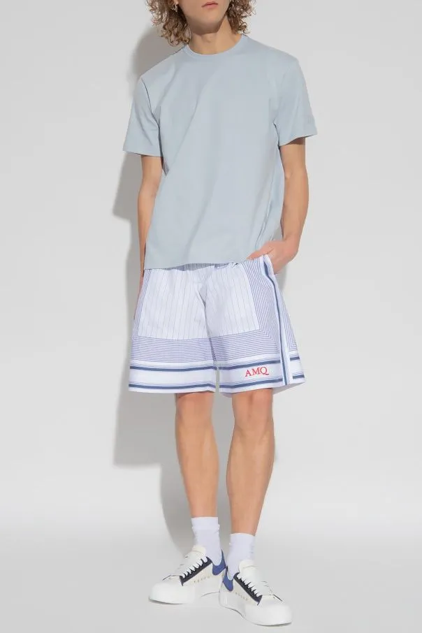 Logo Embroidered Striped Shorts