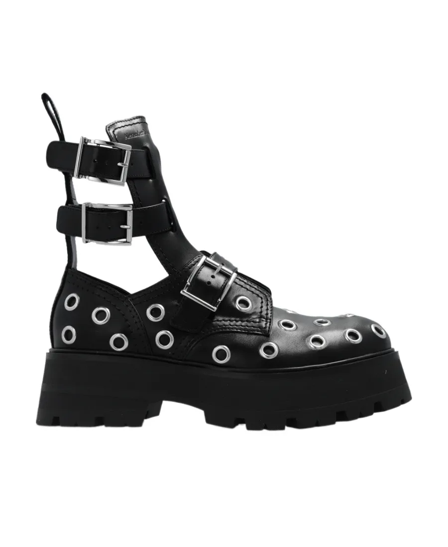 Eyelet Detailed Strappy Boots