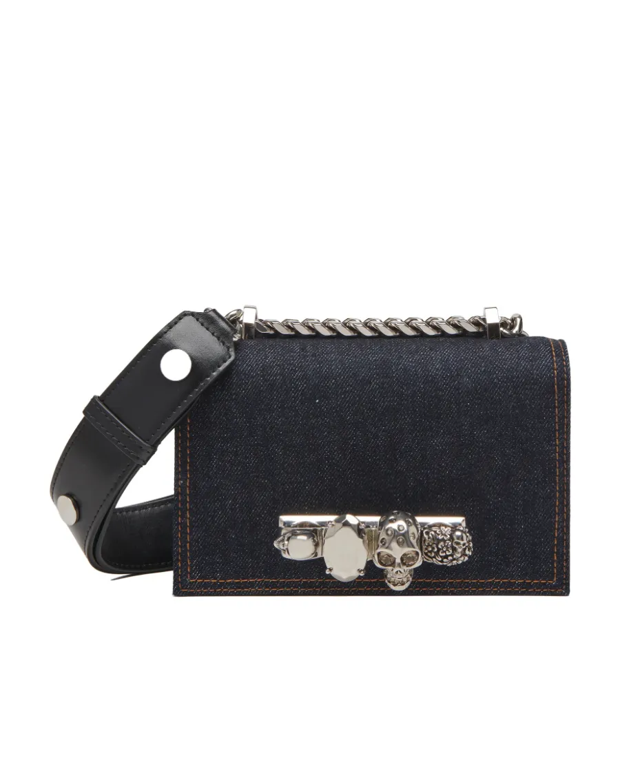 Mini Jewelled Denim Satchel Bag