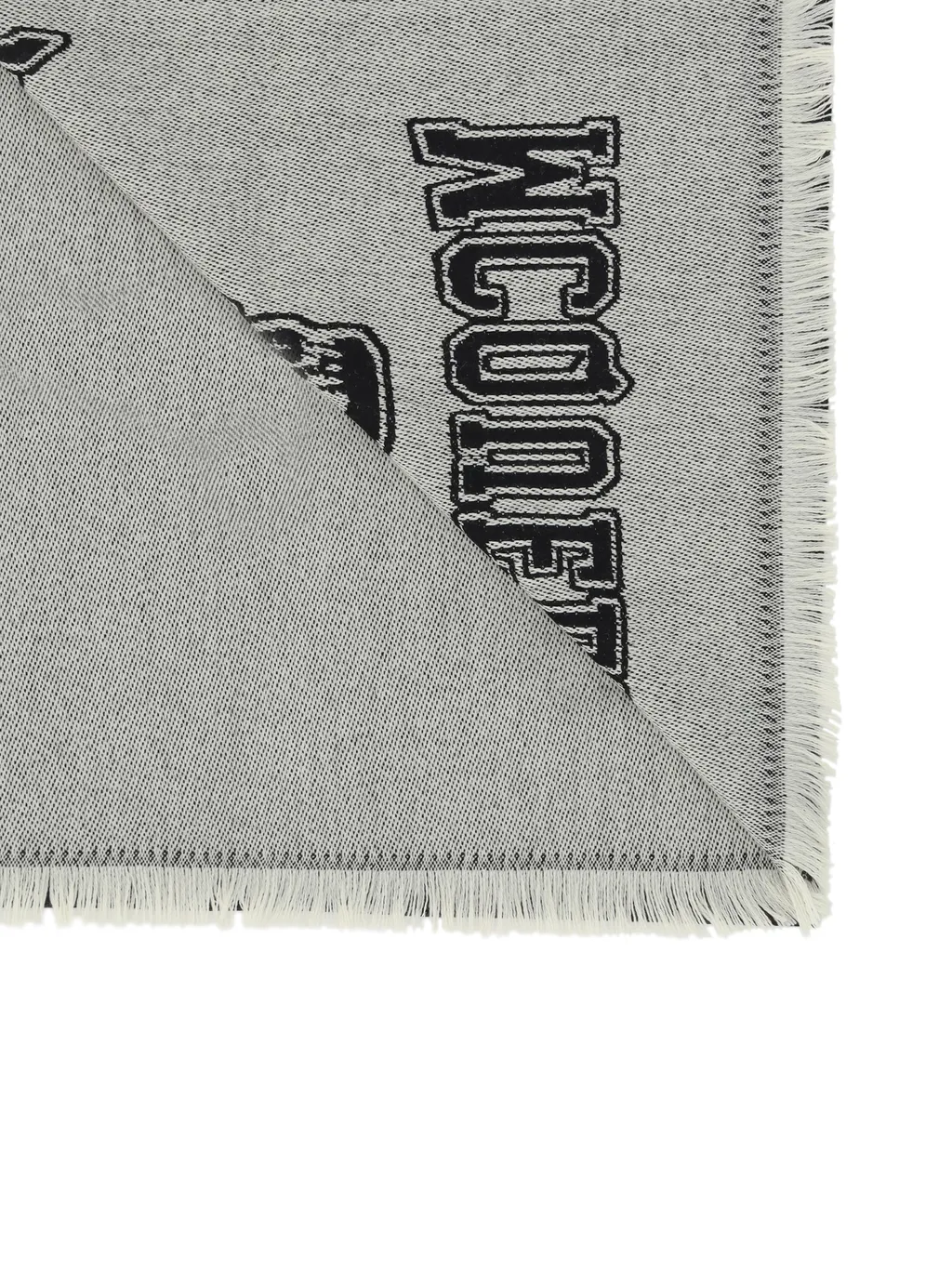 Logo Intarsia Knitted Fringed Scarf
