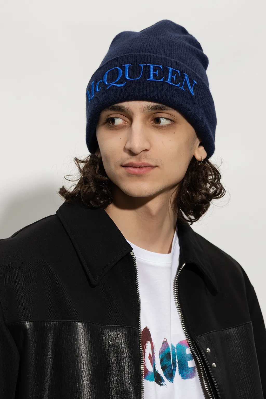 Logo Embroidered Turn-Up Brim Beanie
