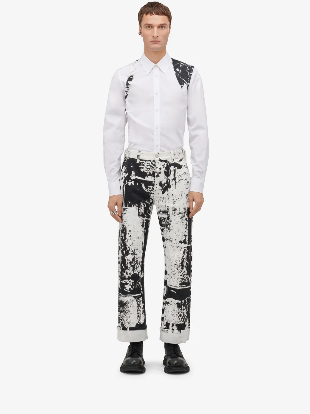 Fold-Printed Mid-Rise Cropped Jeans