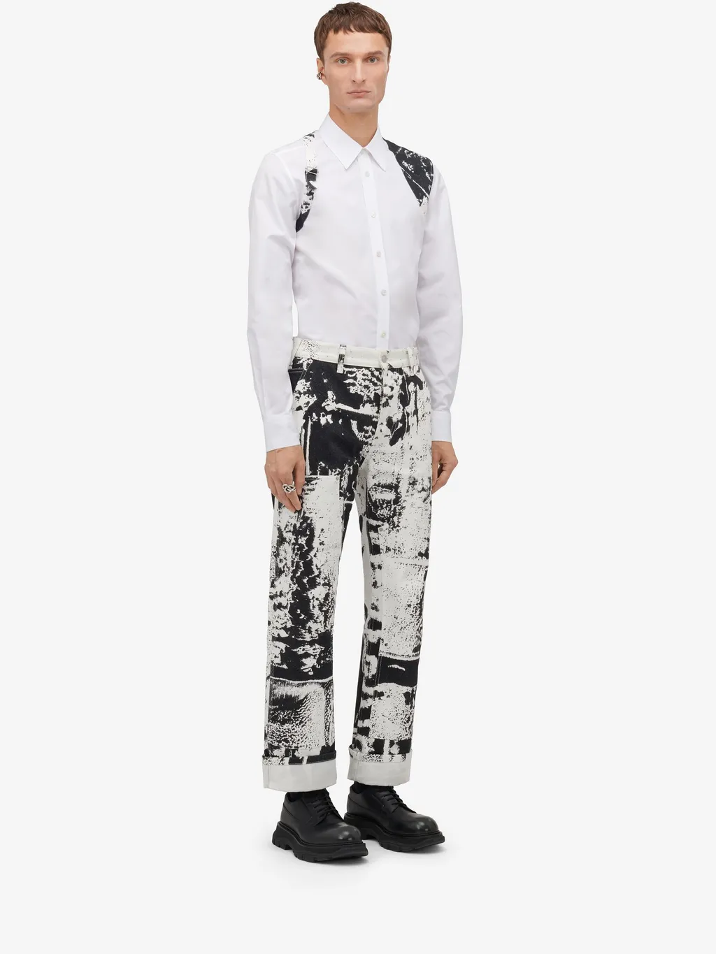 Fold-Printed Mid-Rise Cropped Jeans