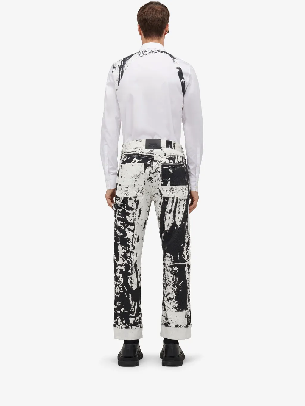 Fold-Printed Mid-Rise Cropped Jeans