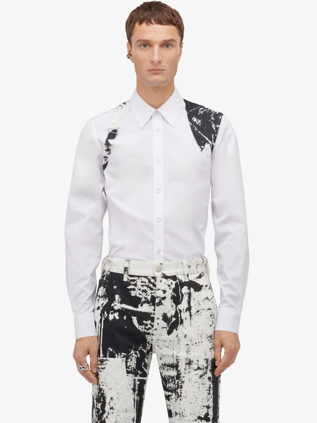 Fold-Printed Mid-Rise Cropped Jeans