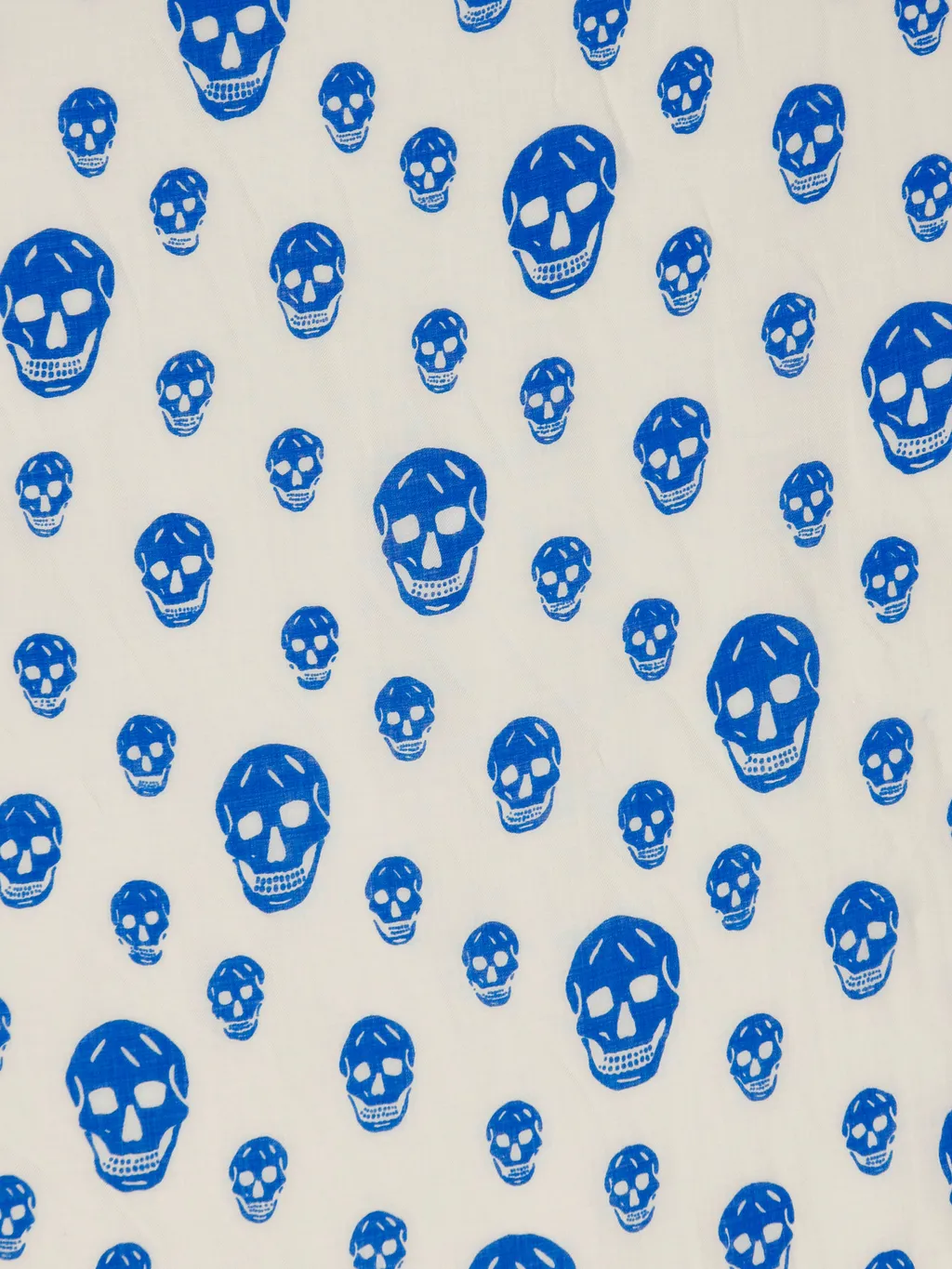 Skull-Printed Fringed Scarf