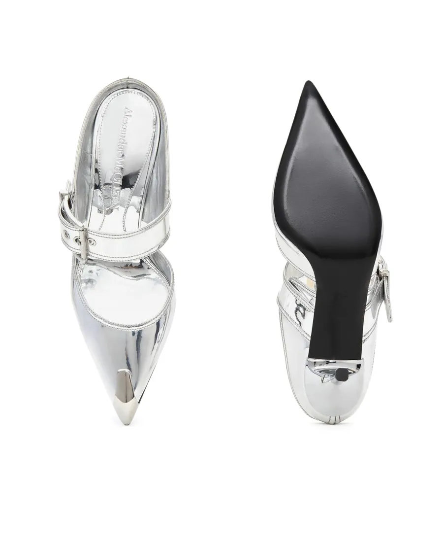 Buckled Strap Heeled Mules