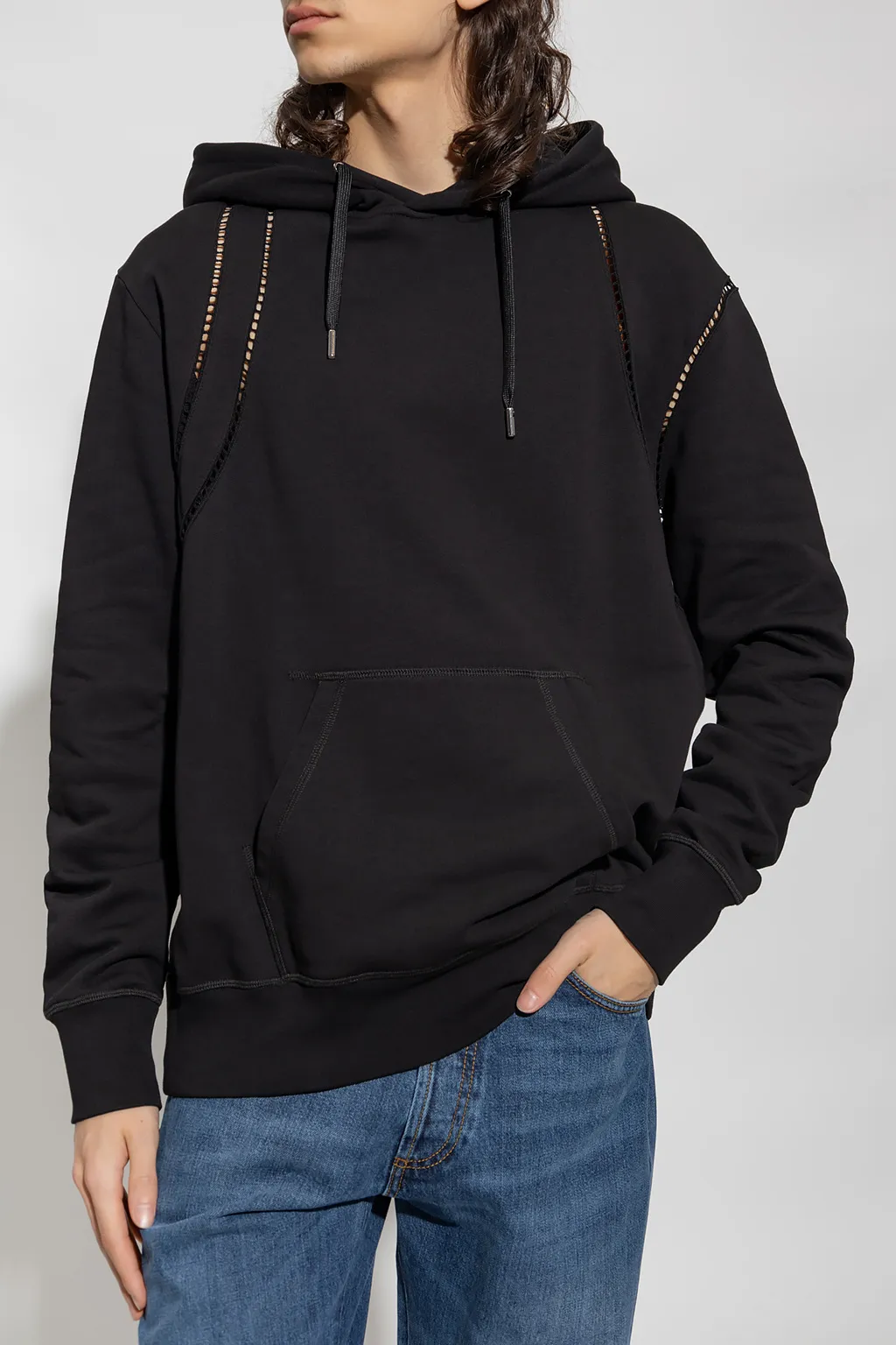 Cut-Out Detailed Drawstring Hoodie