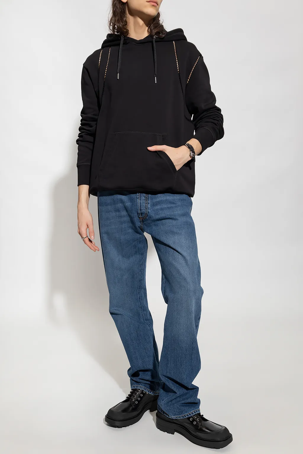 Cut-Out Detailed Drawstring Hoodie