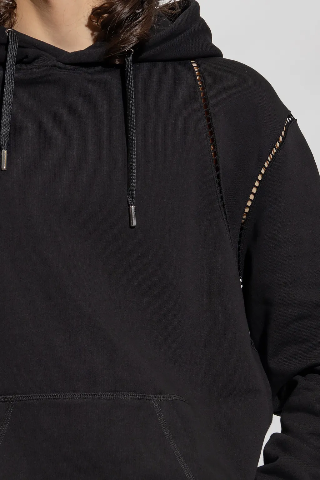 Cut-Out Detailed Drawstring Hoodie