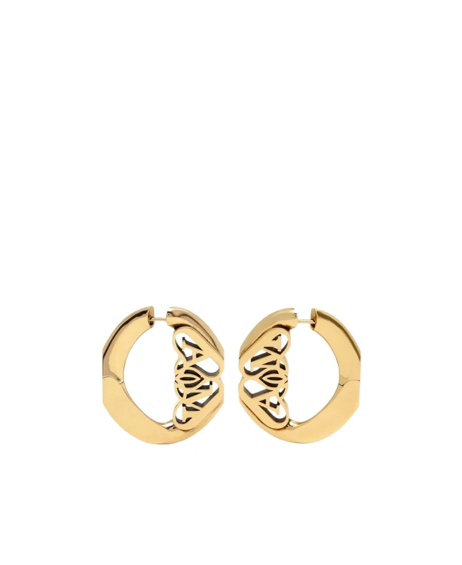 Seal-Logo Cut-Out Detailed Hoop Earrings