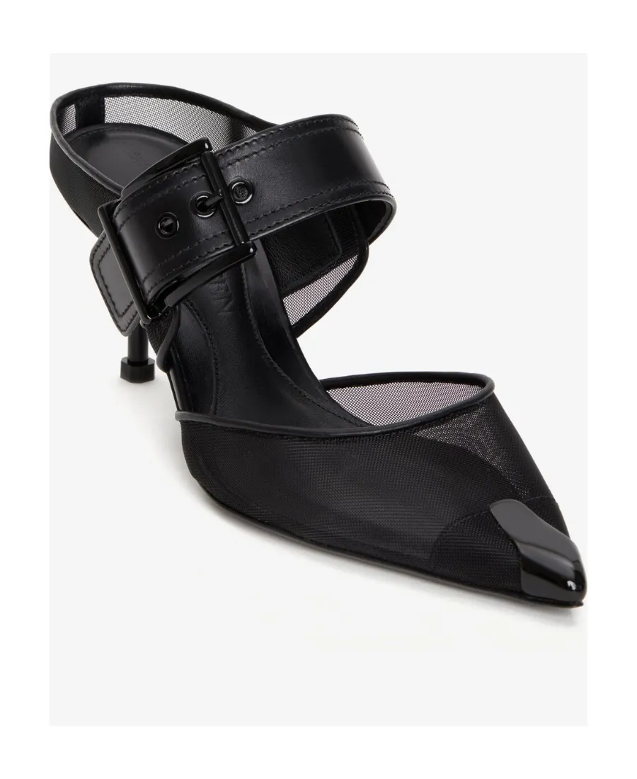 Punk Buckle Pointed-Toe Mules