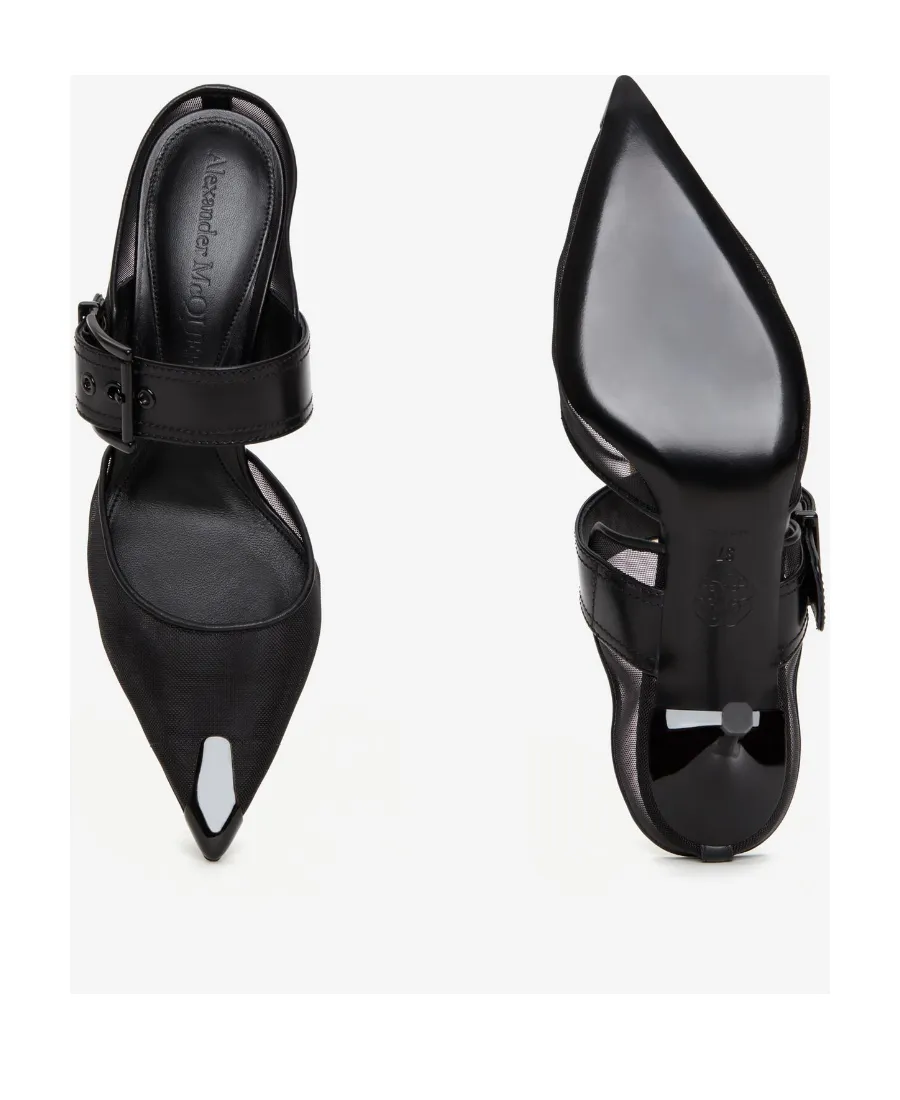 Punk Buckle Pointed-Toe Mules
