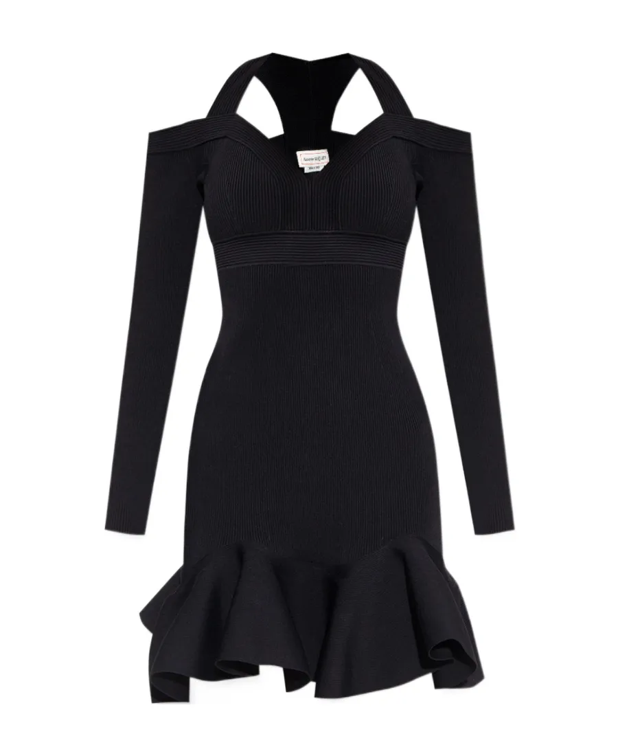 Ruffle Detailed Flared Mini Dress