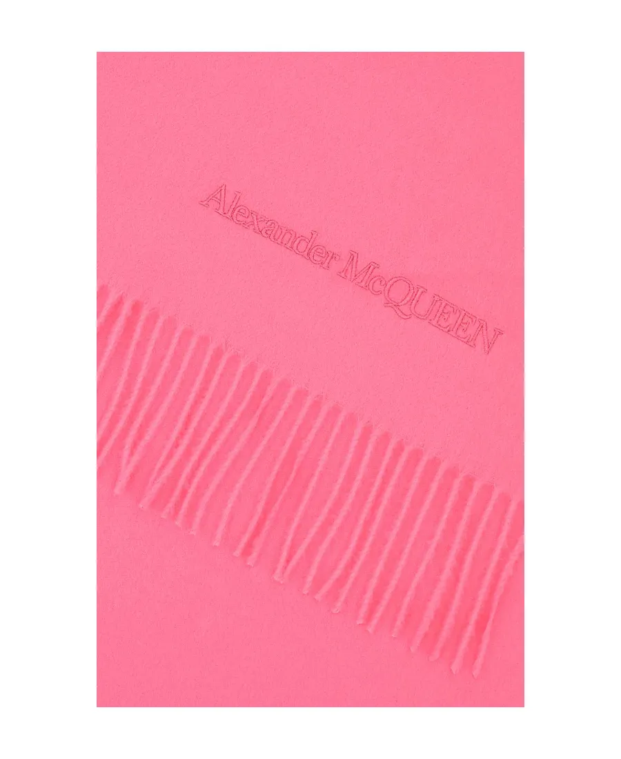 Logo-Embroidered Fringed Edge Scarf