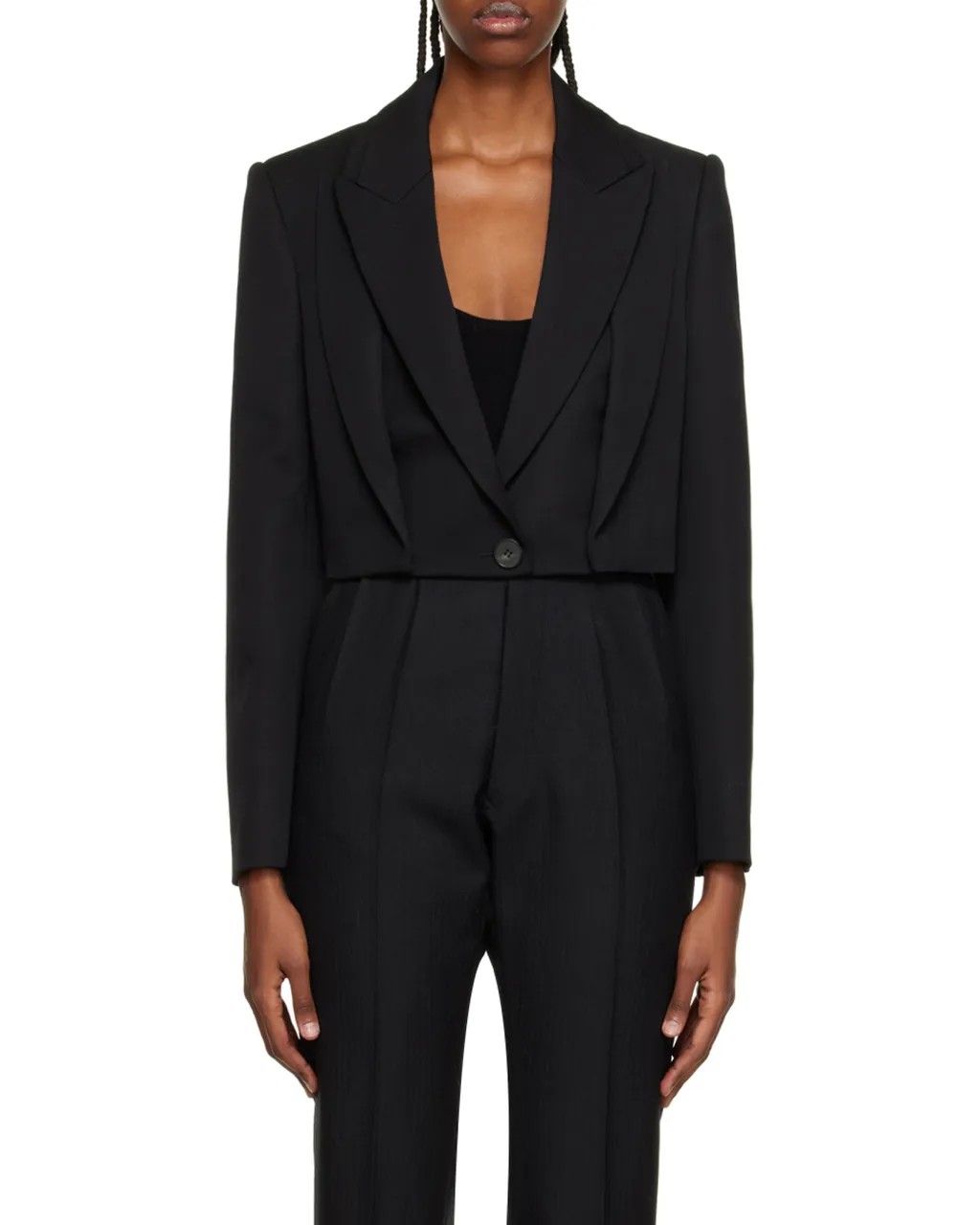 Cropped Knit Tailored Jacket