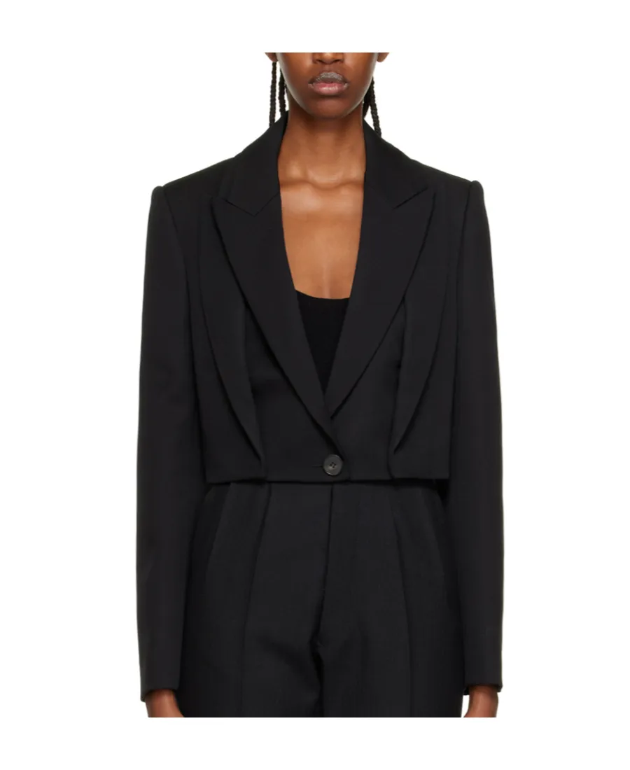 Cropped Knit Tailored Jacket