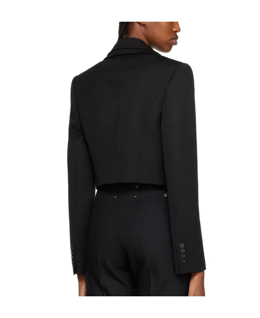 Cropped Knit Tailored Jacket