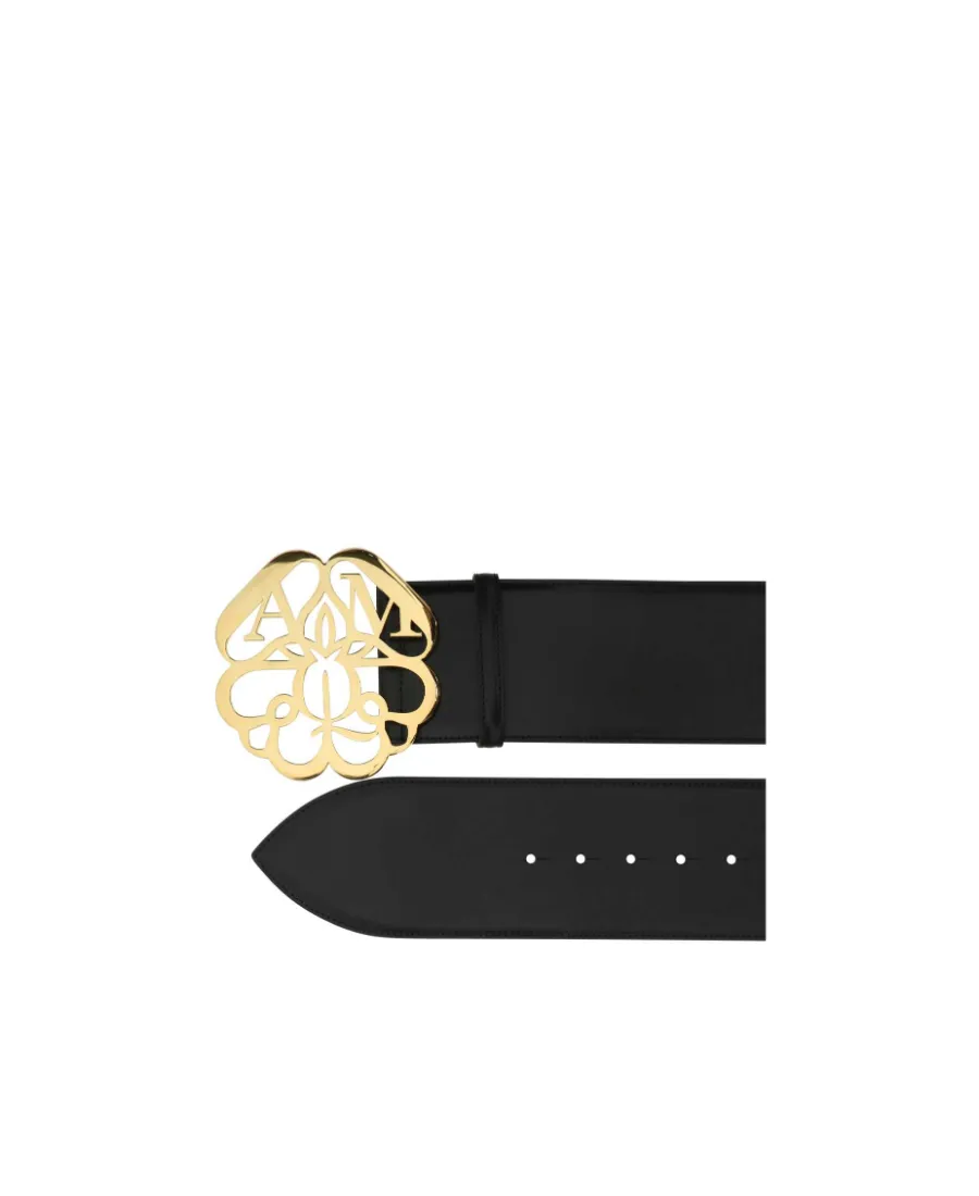 Flower Logo Plaque Buckle Belt