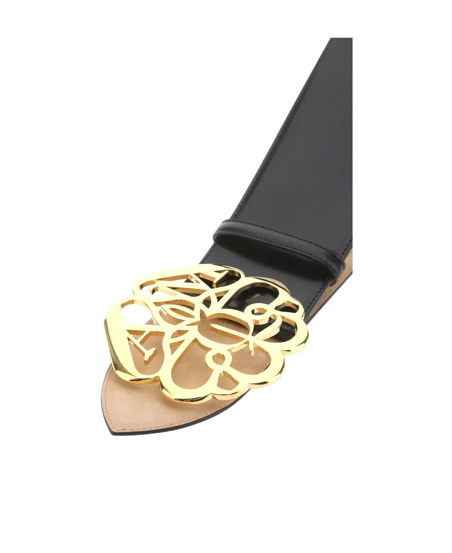 Flower Logo Plaque Buckle Belt