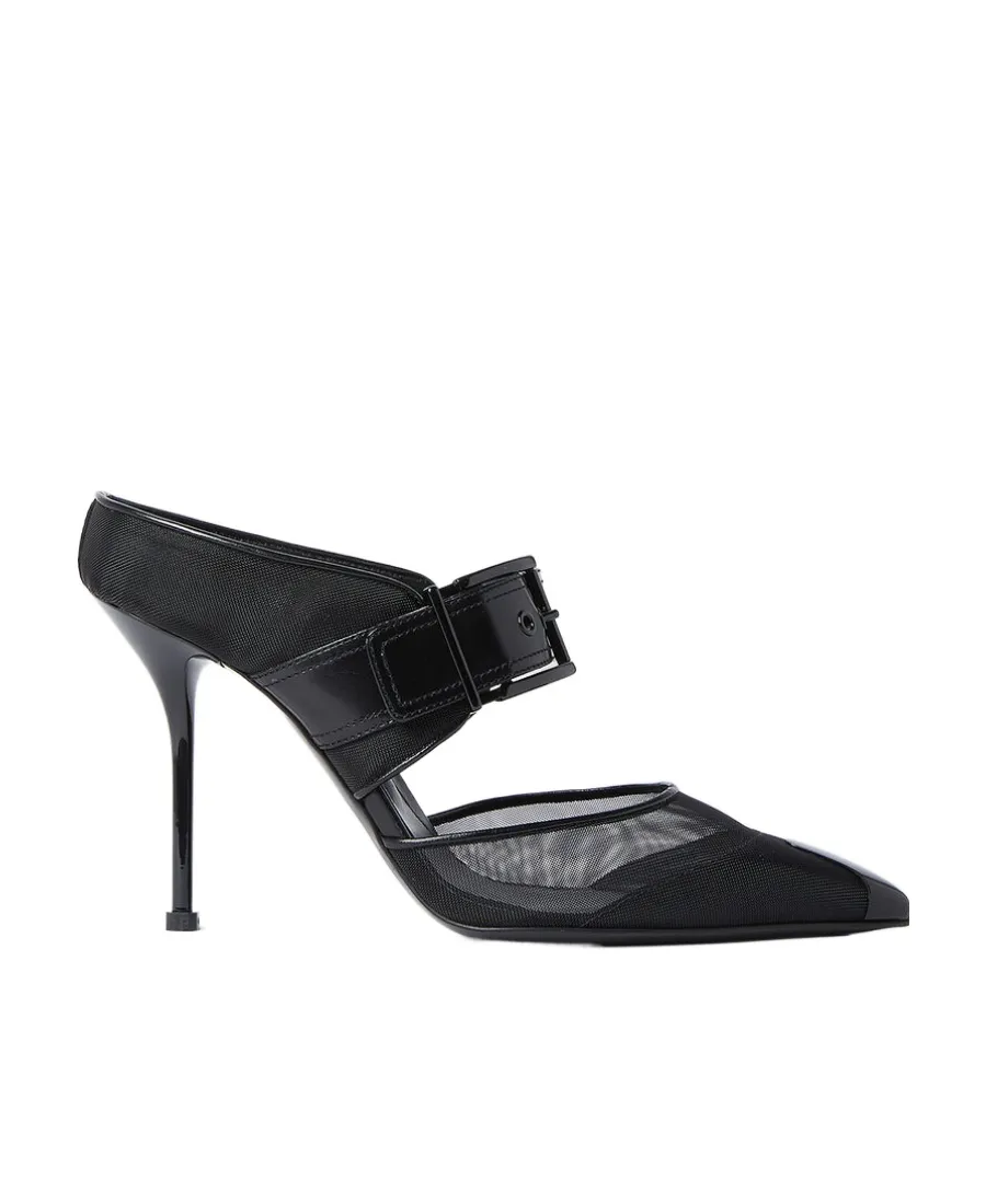 Punk Buckle Heeled Mules