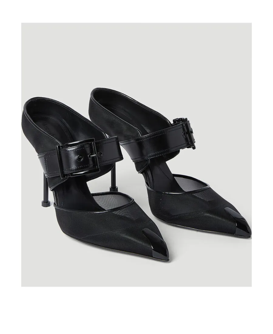 Punk Buckle Heeled Mules