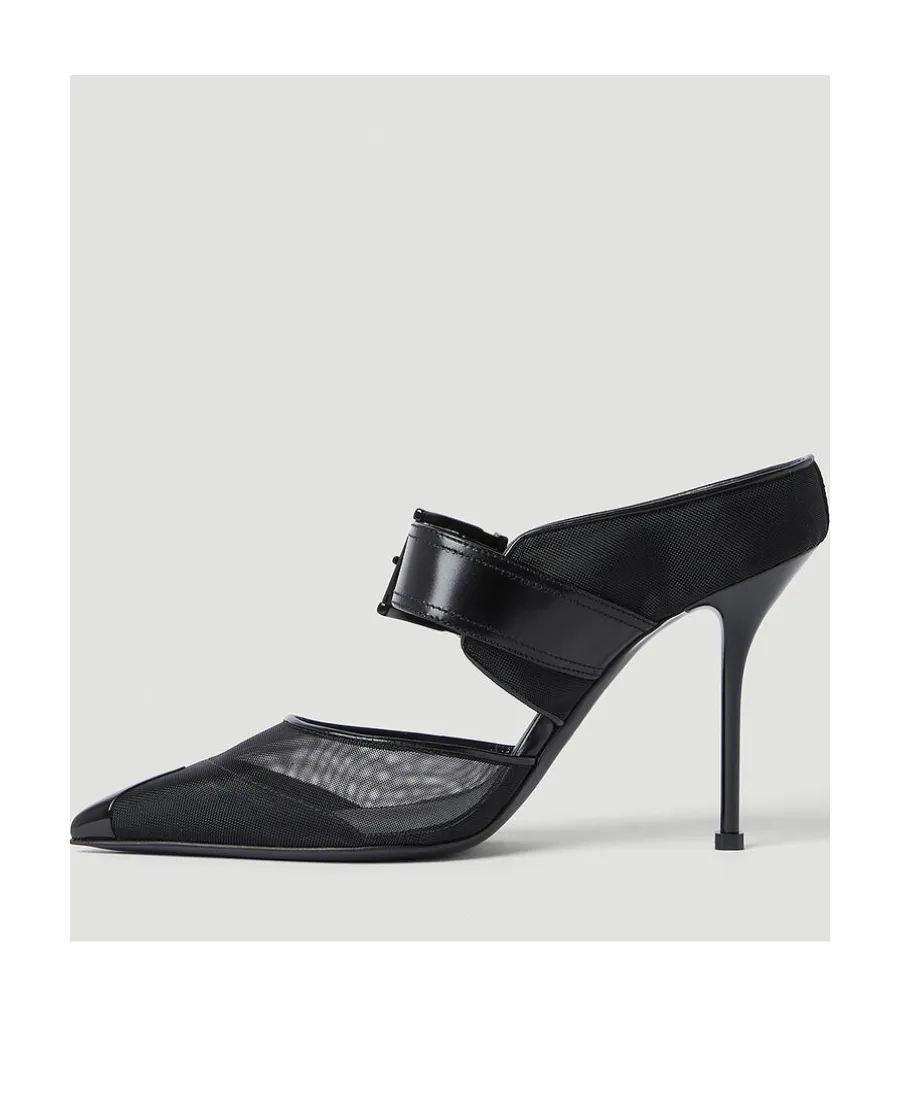 Punk Buckle Heeled Mules
