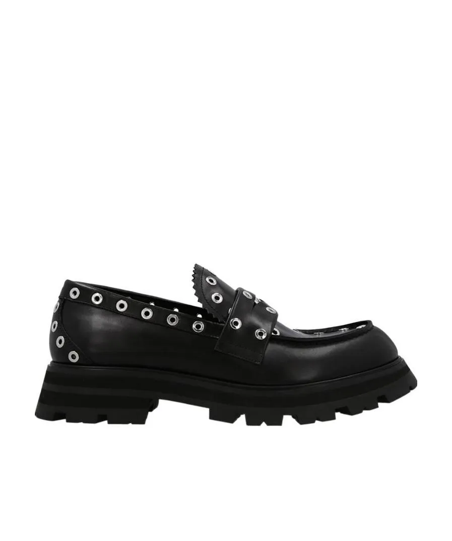 Eyelet Embellished Slip-On Loafers