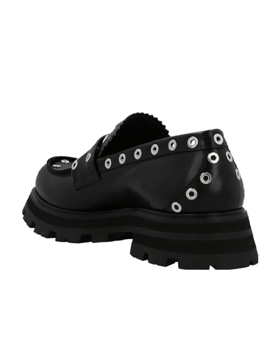 Eyelet Embellished Slip-On Loafers