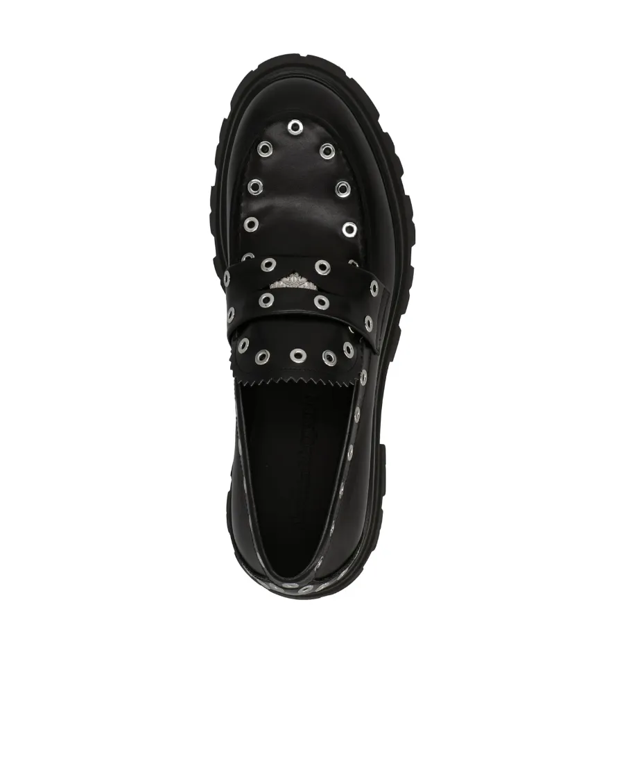 Eyelet Embellished Slip-On Loafers