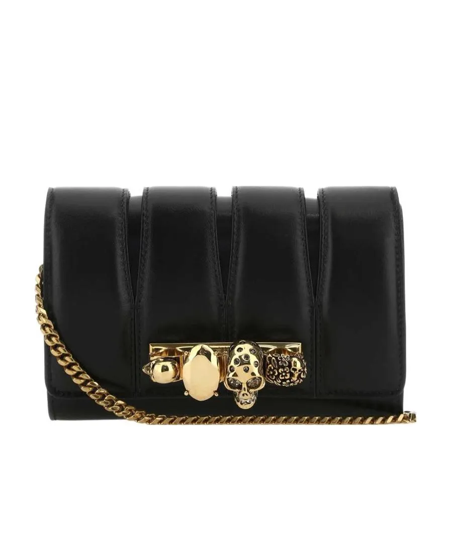 Embellished Skull Chained Clutch Bag