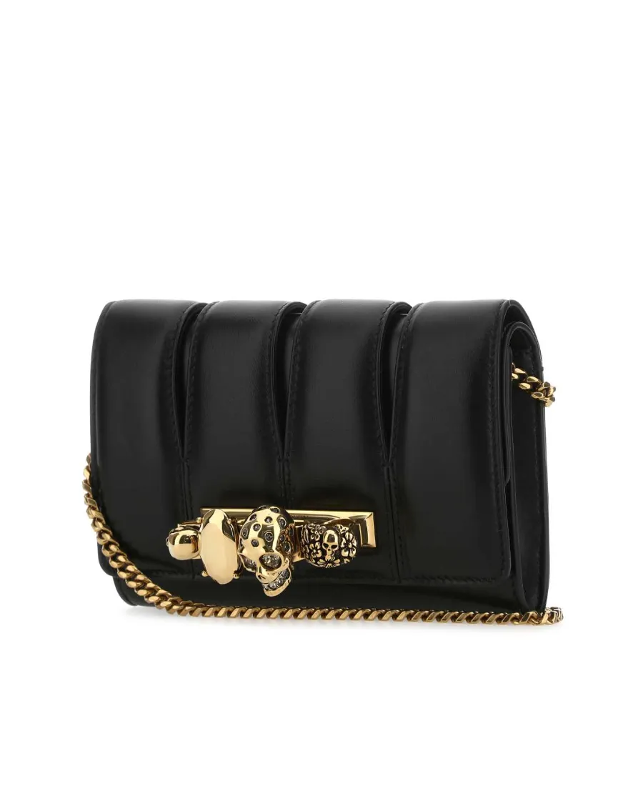 Embellished Skull Chained Clutch Bag