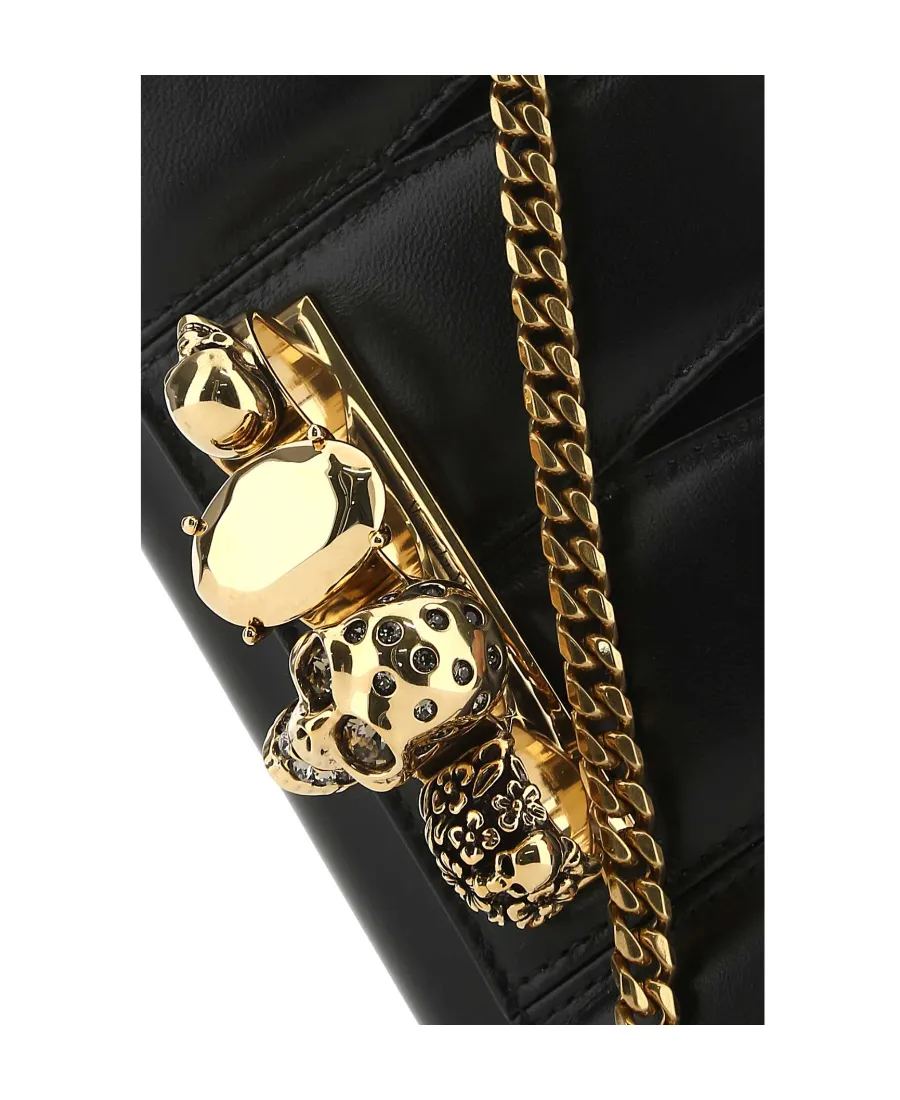 Embellished Skull Chained Clutch Bag