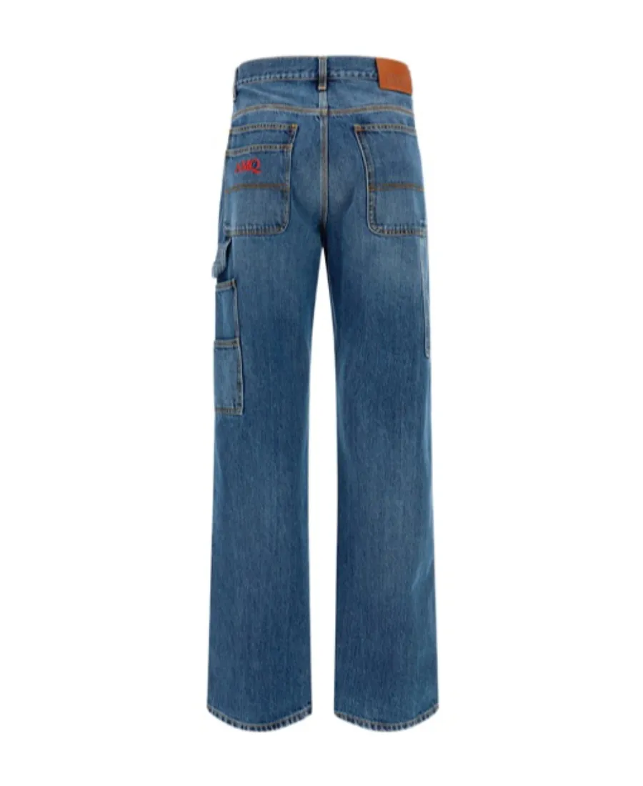 Logo Embroidered Straight Leg Jeans