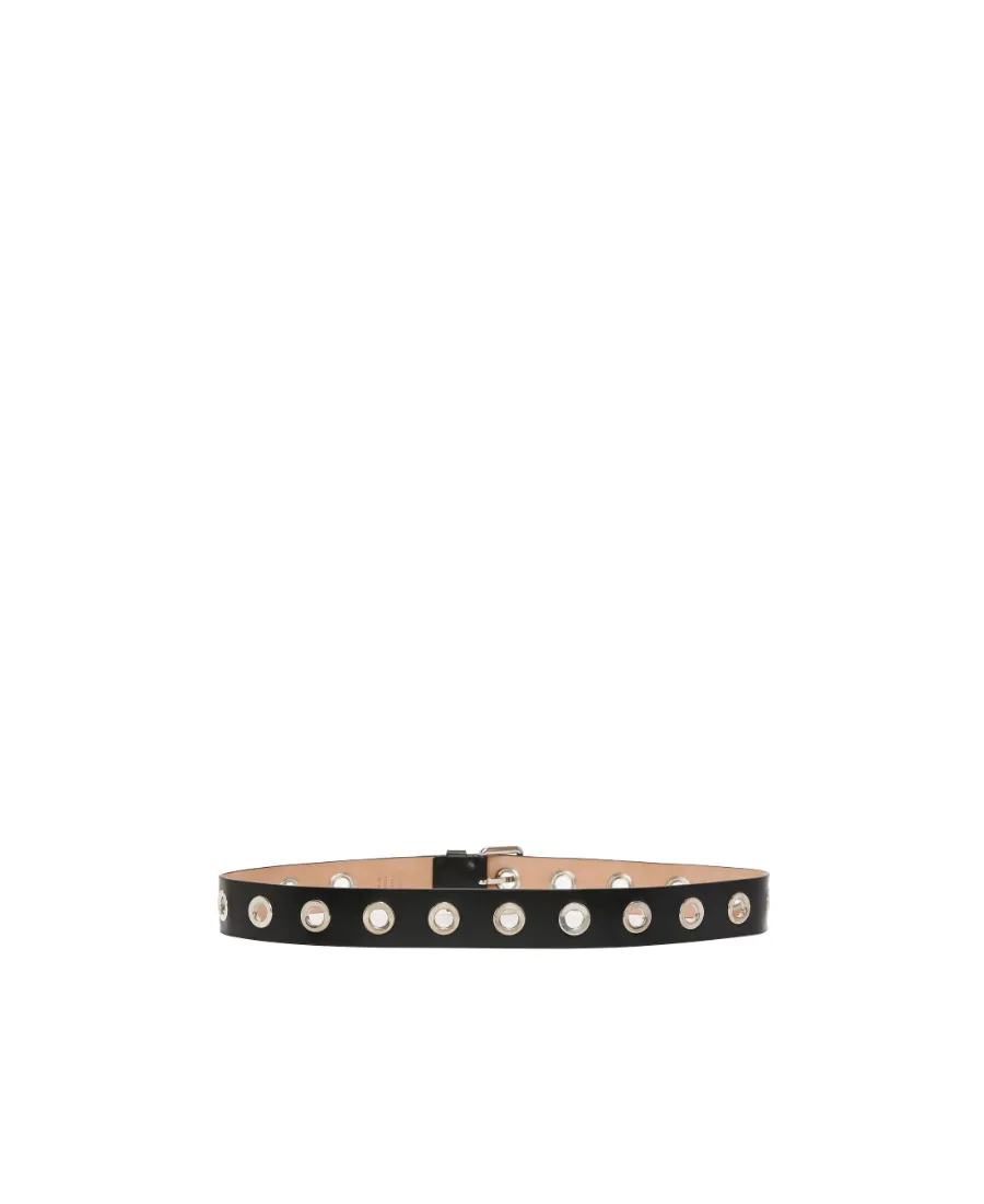 Eyelets Embellished Buckle Belt