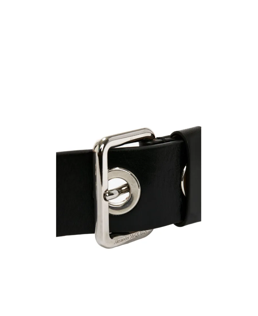 Eyelets Embellished Buckle Belt