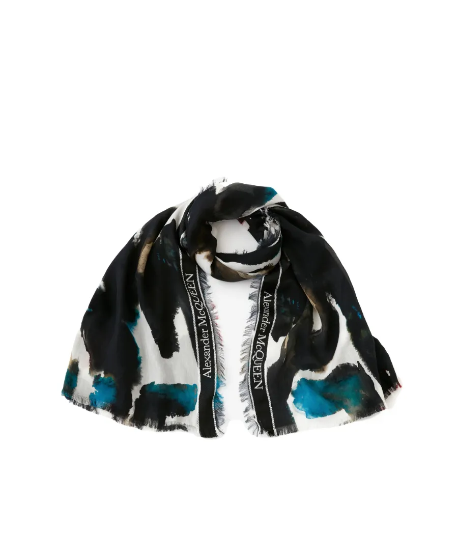 Graffiti-Print Cotton-Blend Scarf