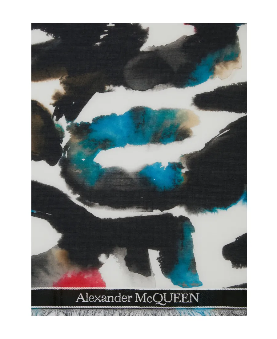 Graffiti-Print Cotton-Blend Scarf