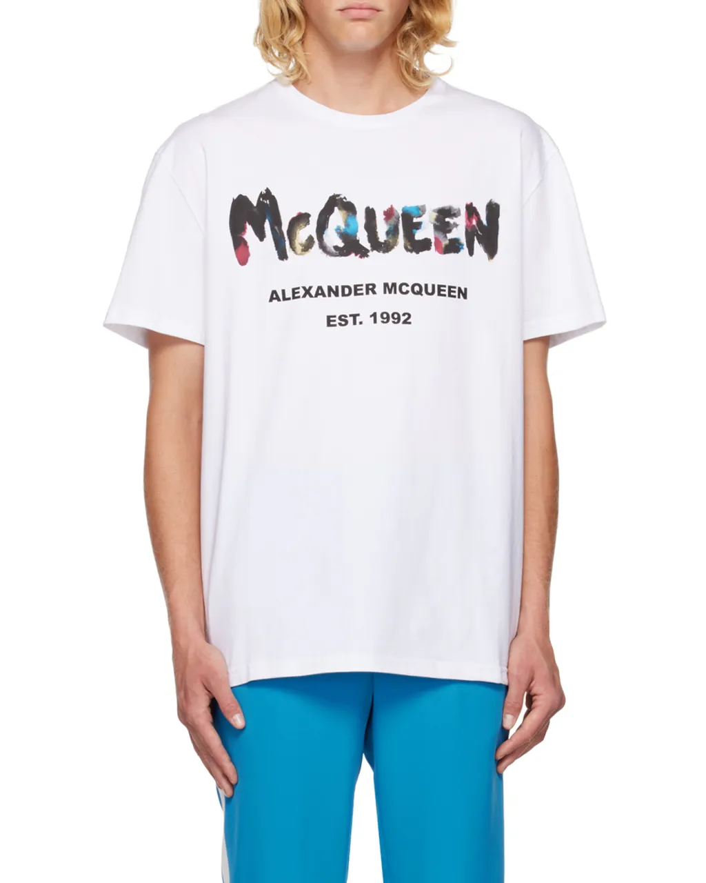 Watercolour Graffiti Logo Printed Crewneck T-Shirt