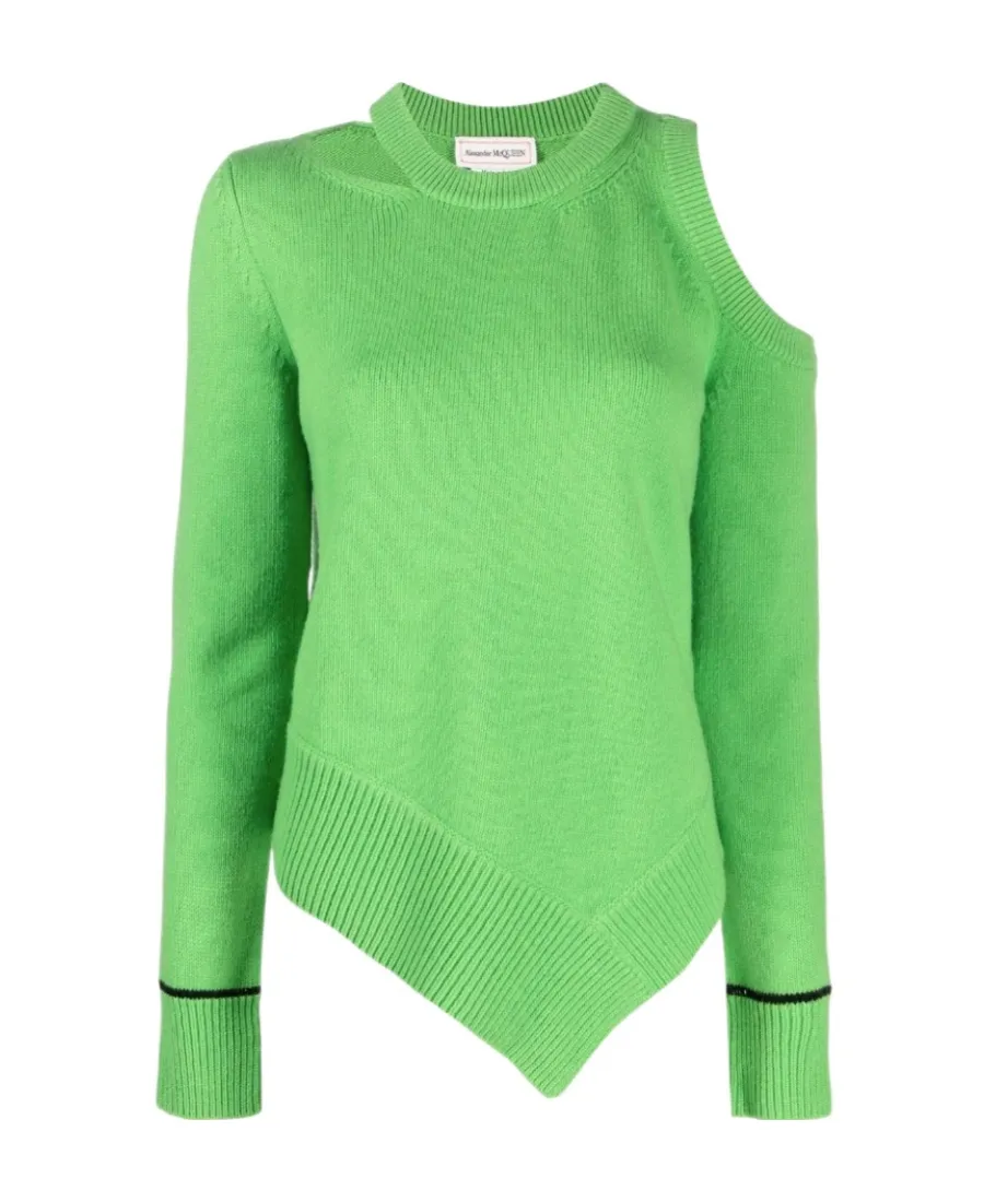 Asymmetric Hem Cut-Out Pullover