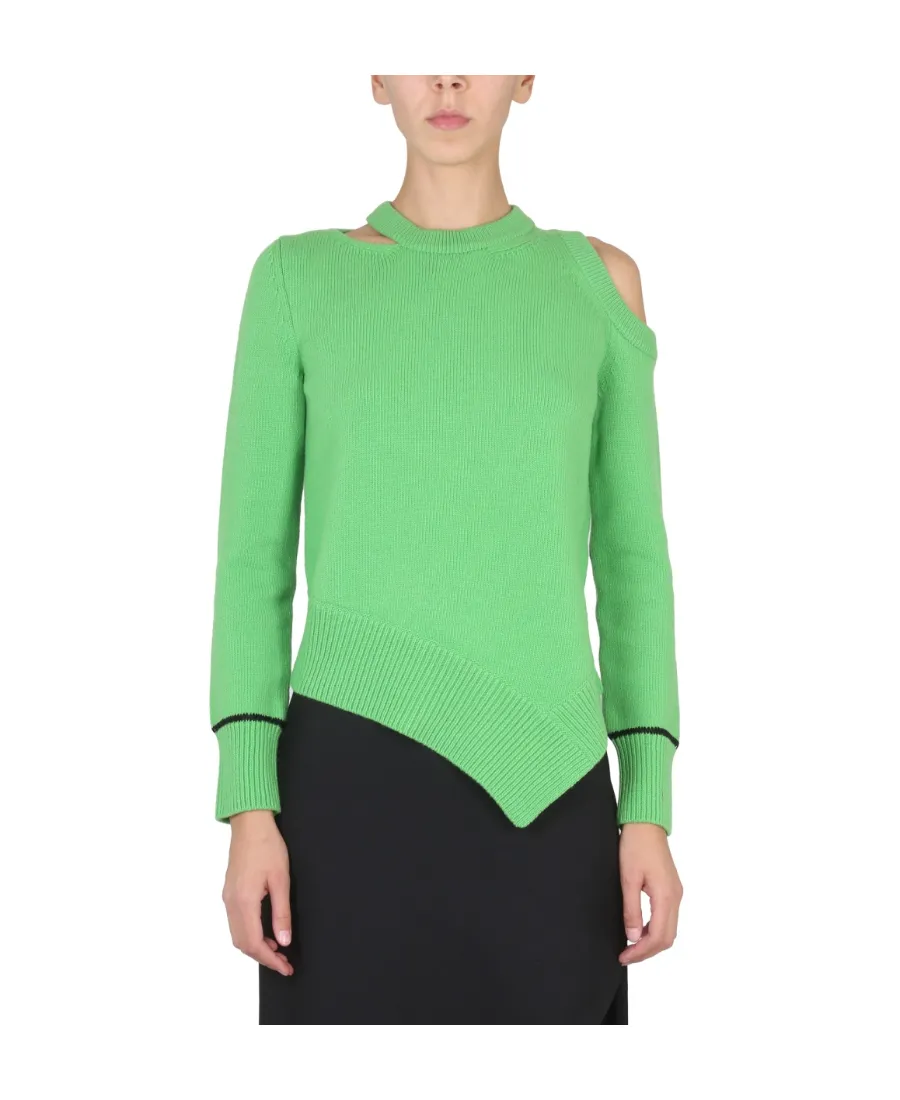 Asymmetric Hem Cut-Out Pullover