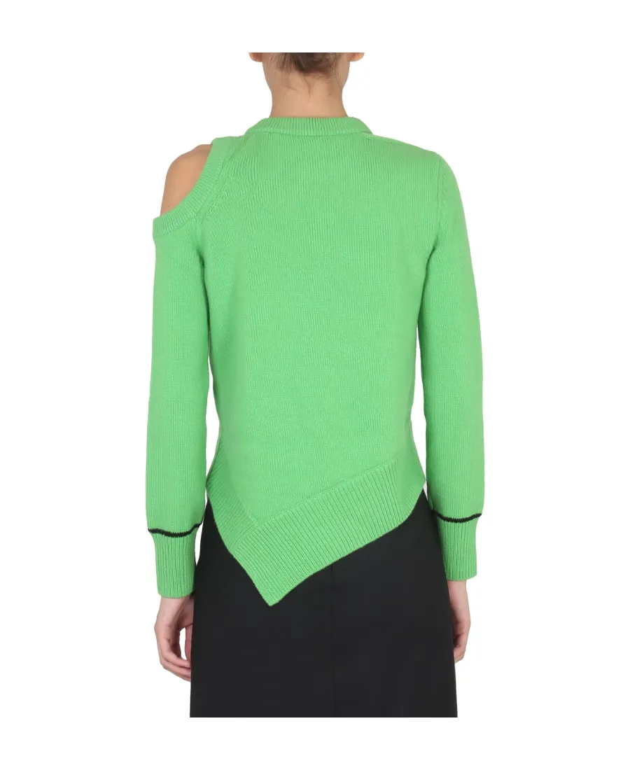 Asymmetric Hem Cut-Out Pullover