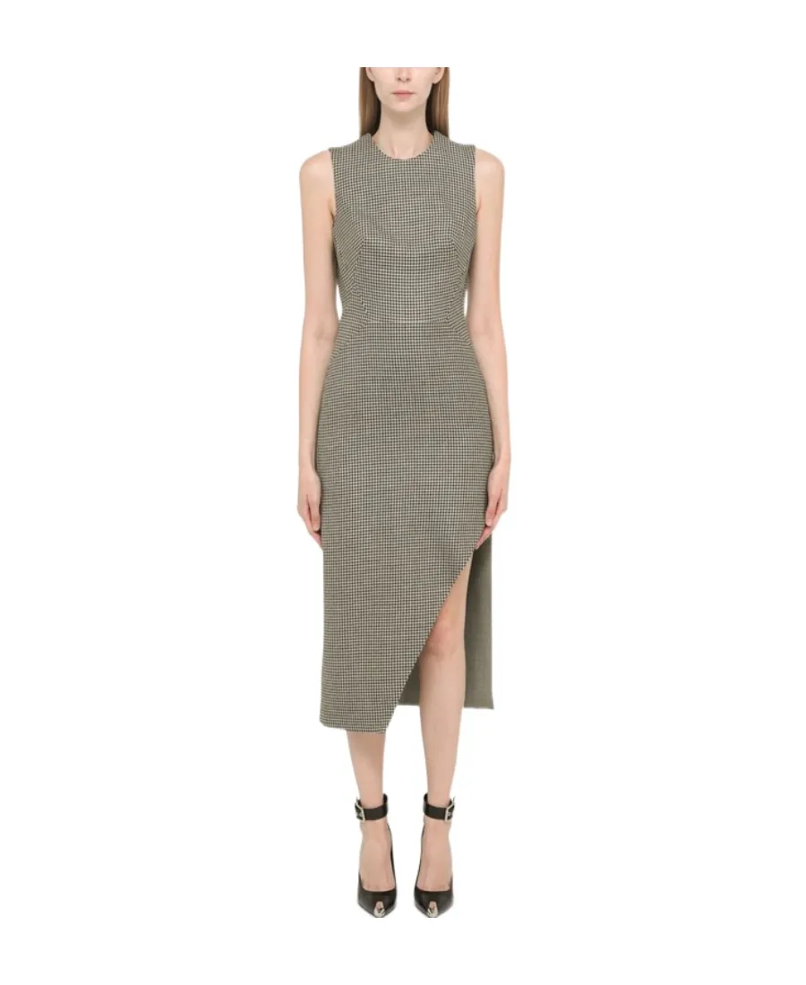 Houndstooth Asymmetrical Dress