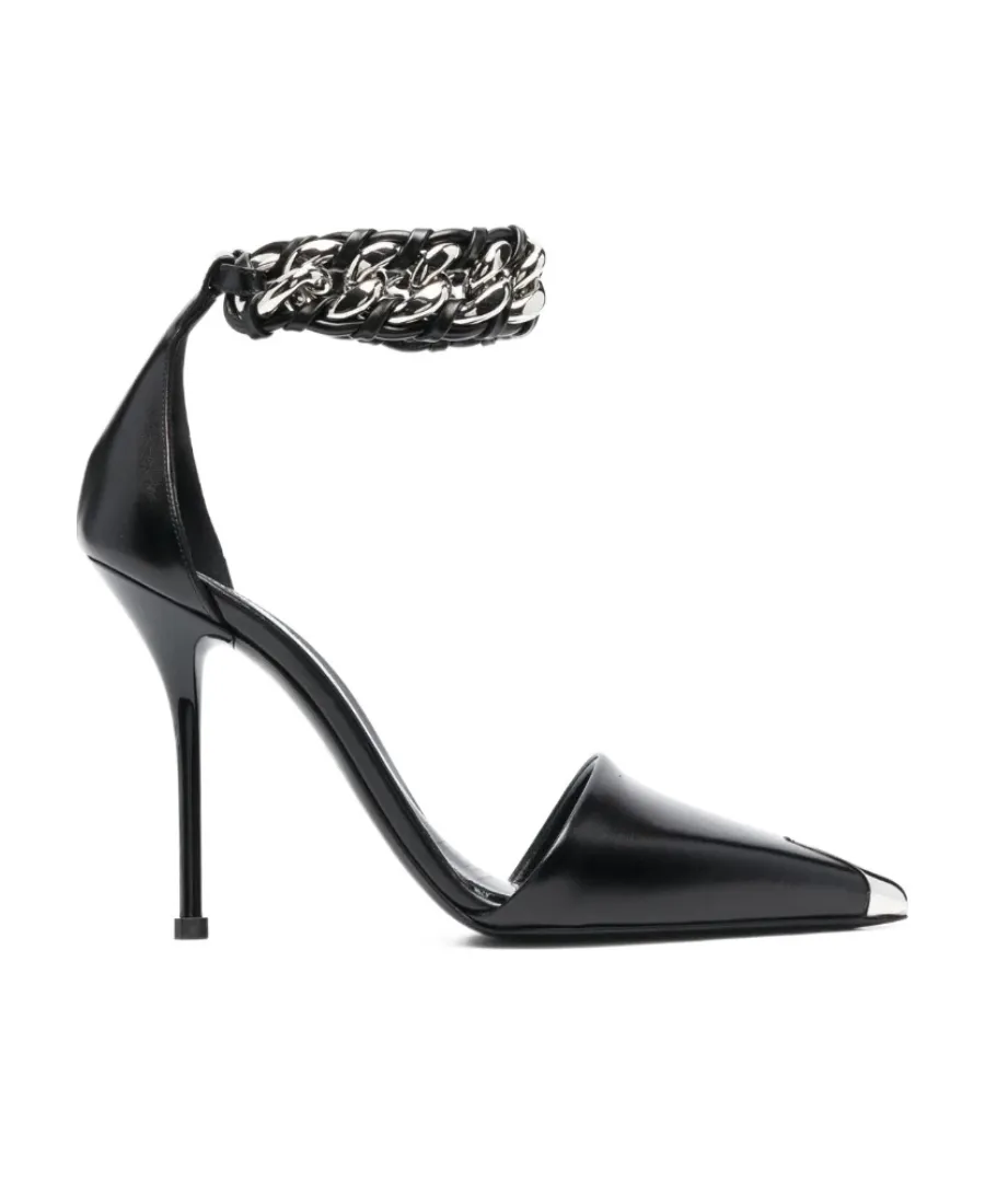 Pointed Toe Chain-Link Pumps