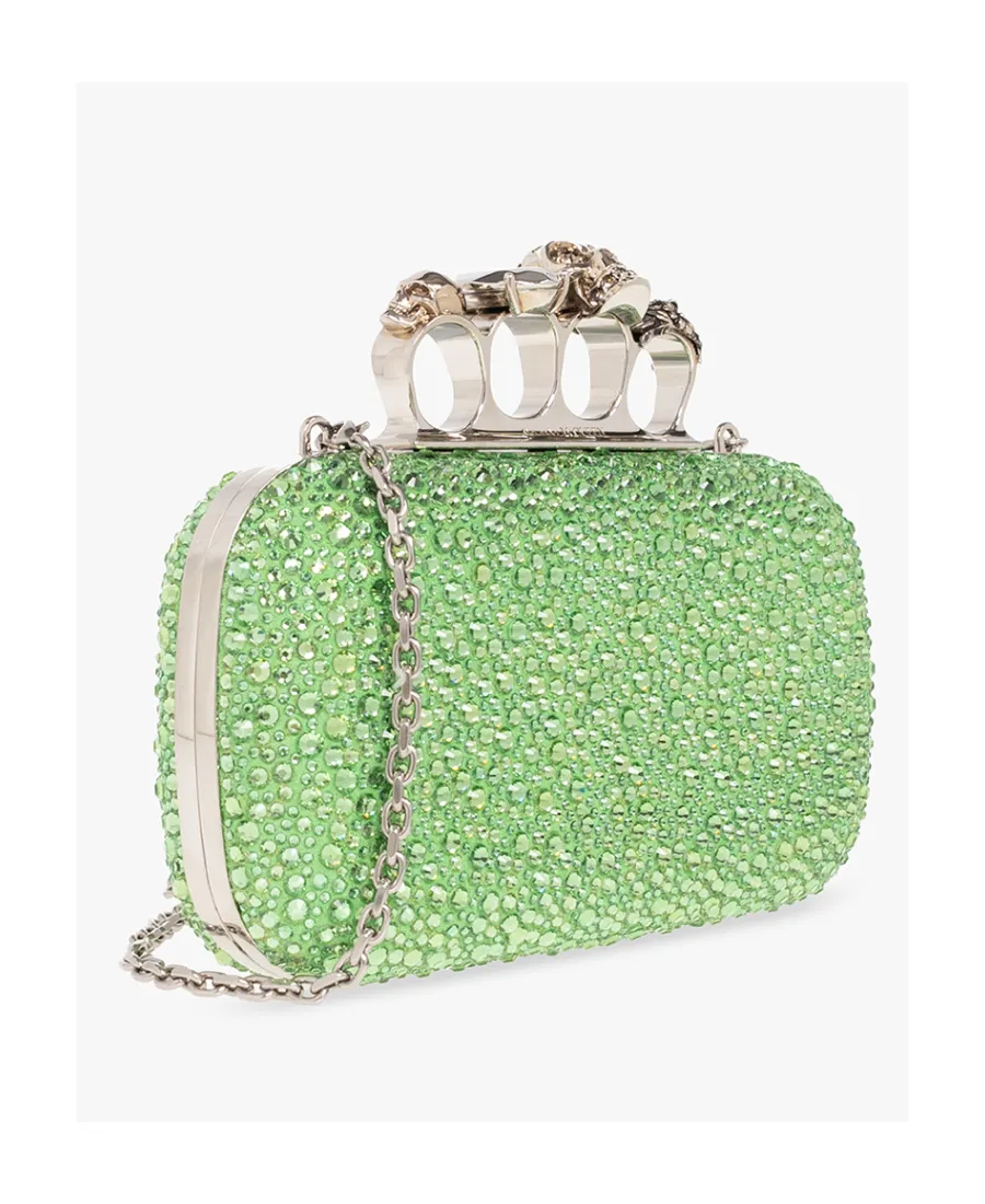Skull Rhinestone-Embellished Crossbody Bag