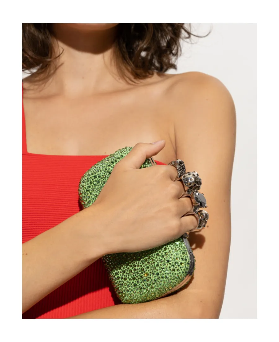 Skull Rhinestone-Embellished Crossbody Bag
