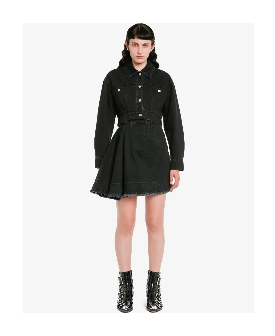 Frayed Hem A-Line Mini Skirt