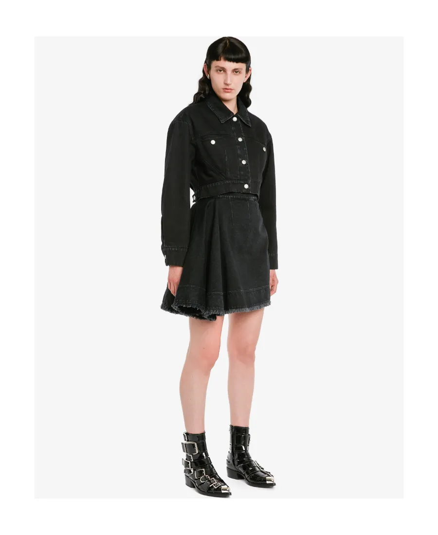 Frayed Hem A-Line Mini Skirt