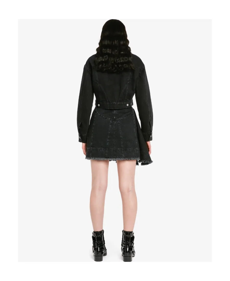 Frayed Hem A-Line Mini Skirt